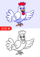 cartoon chicken coloring page or book for kids