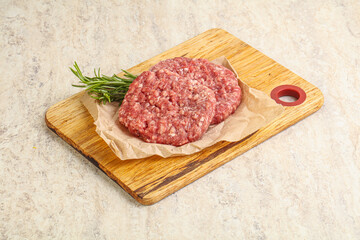 Raw beef burger cutlet for grill
