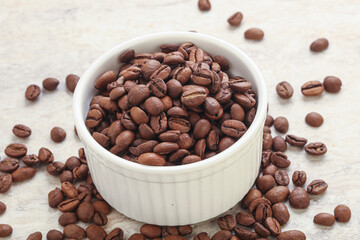 Roasted coffee bean in the bowl