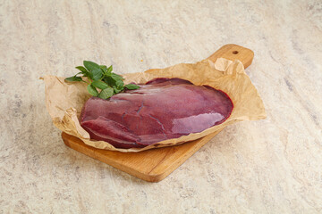 Raw pork liver for cooking