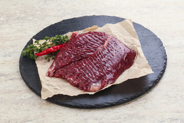 Raw beef machete steak for grill