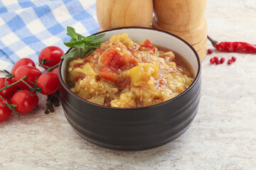 Caucasian Mangal salad with baked vegetables