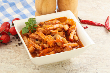 Roasted pork with white beans