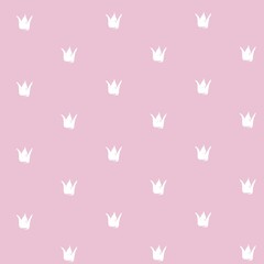 Seamless pattern from white crown texture strokes thick pain on a pink background
