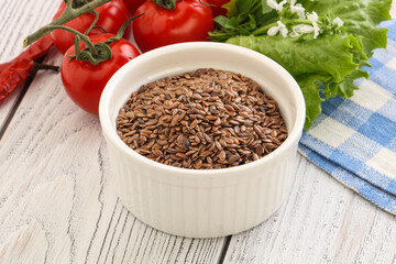 Dry Raw flax seed in the bowl
