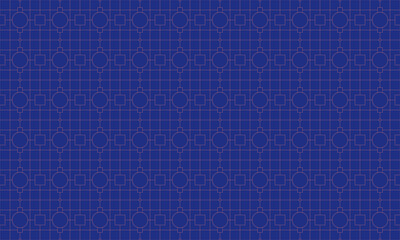 Obraz premium Seamless vector background geometric pattern design. Perfect for fabric textures, wrapping paper art and wallpapper illustration. This vector graphic contais a blue background and orange line grid.