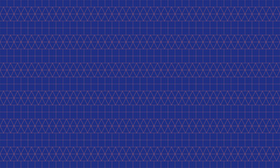 Seamless vector background geometric pattern design. Perfect for fabric textures, wrapping paper art and wallpapper illustration. This vector graphic contais a blue background and orange line grid.