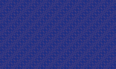 Seamless vector background geometric pattern design. Perfect for fabric textures, wrapping paper art and wallpapper illustration. This vector graphic contais a blue background and orange line grid.