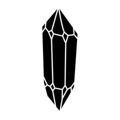 Black geometric crystal design element. Geometrical crystal stone vector illustration isolated on white.