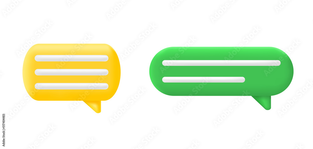 Poster speech bubble 3d render. quote sign. color text box. message tag balloon. social media live chat sha