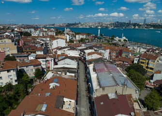 Uskudar Gastronomy Street Drone Photo ,Uskudar Square Istanbul, Turkey