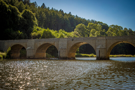 View on Saint-Nicolas bridge over river Semois in Chiny