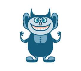 Monster cheerful, cartoon character, color illustration on a transparent background, printable