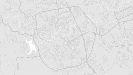 White and light grey Abha City area vector background map, streets and water cartography illustration.