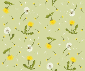 Dandelions. Seamless floral pattern.