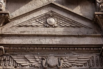 Saint Petersburg, Russia, May 10, 2022. Typical architectural fragment of the building of Petrogradskaya side - historical part of the city