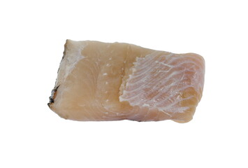pieces of fresh raw pike fish isolated on white