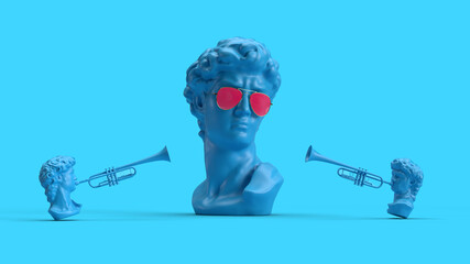 3d render glorification playing the trumpet two for the third art modern - obrazy, fototapety, plakaty