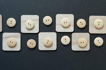 arts and crafts buttons and wooden squares