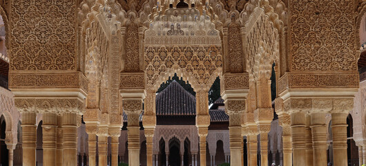 Detail of Arab ornaments at Alhambra Granada