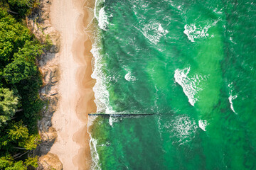 Wonderful blue waves on Batlic sea. Tourism at the Sea.