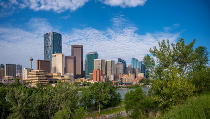 Fototapeta premium Summer views of Calgary Alberta along the Bow River.