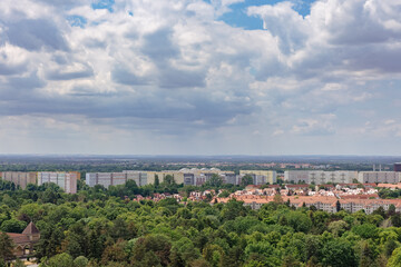 view over apartment blocks of the city of leipzig in germany