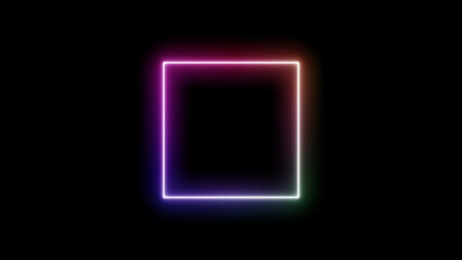 Geometric shape with flash rainbow glow lights on a black background - Minimalistic wallpaper image with colorful flash light