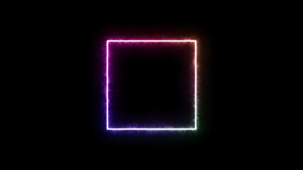 Geometric shape with flash rainbow glow lights on a black background - Minimalistic wallpaper image with colorful flash light, smoke and mist