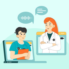 doctor's consultation online, doctor online, remote doctor's consultation, doctor's courses online, doctor and nurse, doctor and nurse work together