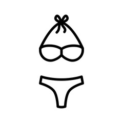 Women swimsuit bikini icon. Beach wear. Pictogram isolated on a white background.