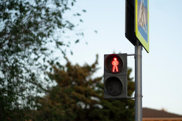 perdestrian walk light with a timer, street control signal
