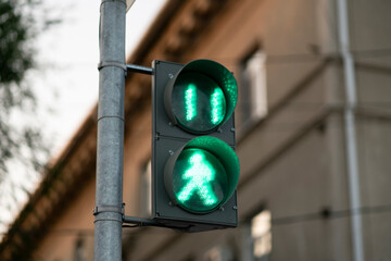 perdestrian walk light with a timer, street control signal