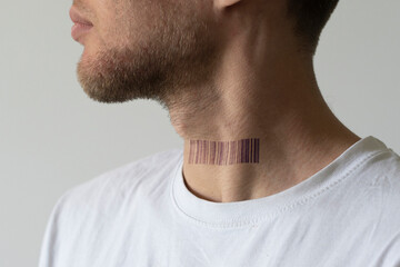 a barcode printed on the human body, personal identification technology