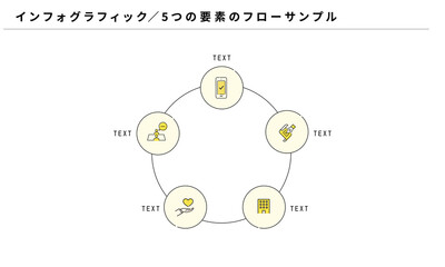 インフォグラフィック、5つの要素のデザイン、中央にテキストスペース、ベクター