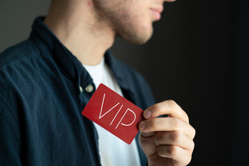 person showing VIP card pass, exclusive access membership