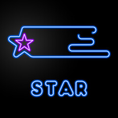 Fototapeta premium star flying neon, modern glowing banner design, colorful modern design trends on black background. vector illustration.