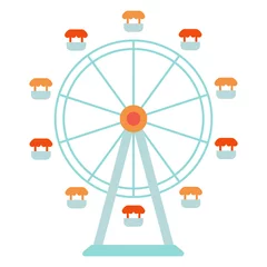 Deurstickers Ferris wheel for a fair or amusement park ride as a simple colorful vector icon © THP Creative