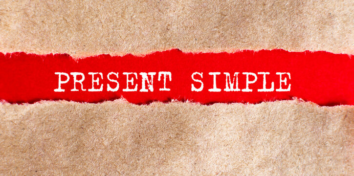 PRESENT SIMPLE word written under torn paper, business concept