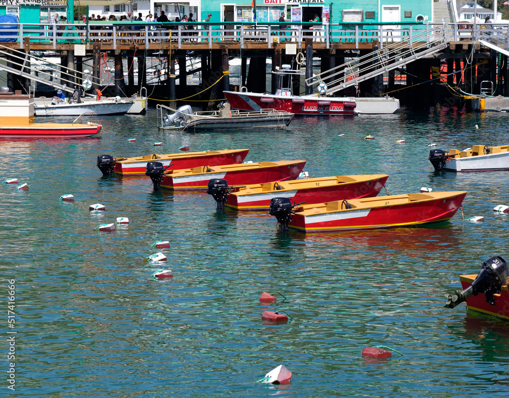 Sticker Orange Motorboats in Marina