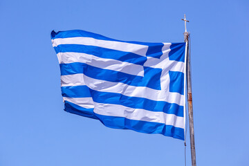 Big Greece flag on wind
