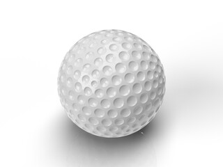 Isolated White Golf Ball on White Background, 3D Render Illustration.