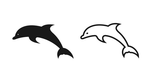 dolphin icon set. sea animal and wildlife symbol. isolated vector image