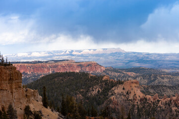 Amphitheater from Inspiration Point , Bryce Canyon National Park under cloudscape, Utah, USA