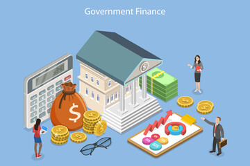 3D Isometric Flat Vector Conceptual Illustration of Government Finance, National Public Building