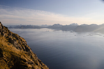 Wonderful view of the bay from the top of the mountain. Norway, Lofoten