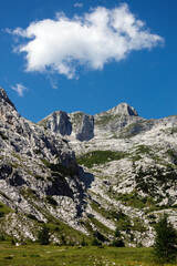 Fototapeta na wymiar Mount Krn (Monte Nero in Italian) North Face - Popular Hiking Destination, Triglav National park Slovenia