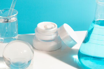 scientist and mockup tube bottle for skin care cosmetic , product branding, cream lotion treatment,...