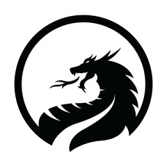 simple black dragon logo on white background great for company logos, tattoos, emblems, stickers.