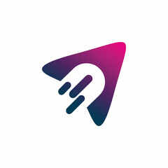 triangle rocket take off logo design